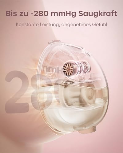 Nuliie JoyFlow Pro Portable Hands Free Breast Pump with Night Light & BPA-Free PPSU Collector, Electric Breast Pump with 4 Modes & 12 Levels, 24mm Nipple, 17/19/21mm Inserts, Pink (Pack of 2)