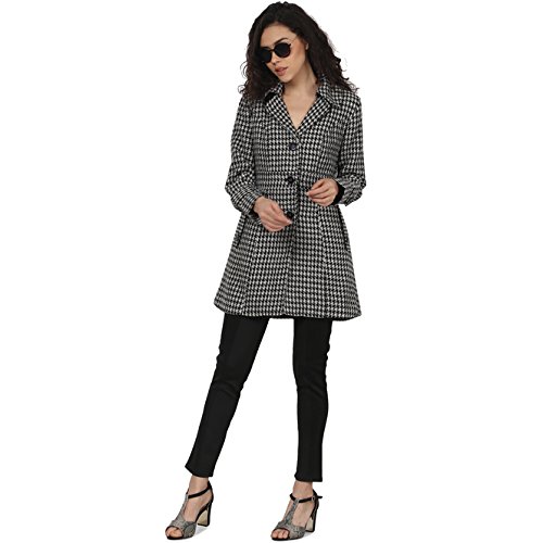 peptrends printed woollen coat black