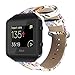 YOUKEX Compatible with Fitbit Blaze Bands, Floral Printed Leather Wristband with Black Stainless Steel Frame for Fitbit Blaze Smartwatch Women Men