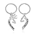 Meiligo® Fashion 2 Pcs Couples Gift Alloy Her Buck His Doe Letter Heart Puzzle Dog Tag Key Chain Broken Heart Bracelet