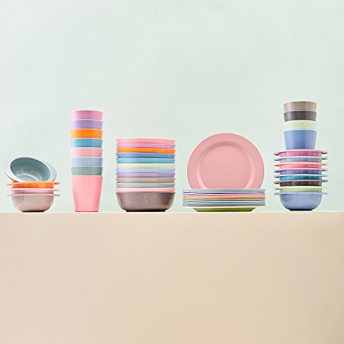 image for HM-tech 4pcs Bamboo Kids Bowls (20 fl oz) for Baby Feeding, Non Toxic 
