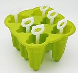 Top Quality Classic Popsicle Molds Made of Silicone - the Safe Alternative to BPA-free Plastic - Make Six Frozen Ice Pops with Reusable Sticks - Won't Crack - Easy to Clean - by Simpler Treats