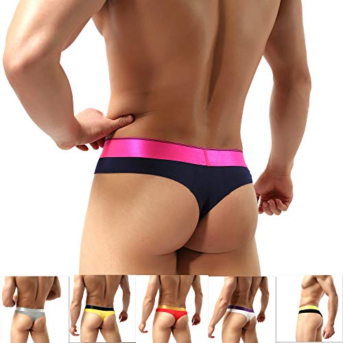 MuscleMate Hot Men s Thong Underwear, Men s Butt-Flaunting Thong Undie, Mens Underwear Showing Off Bubble Butt (M, A Set of 6 Colors)