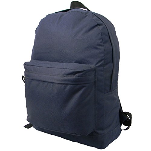 Basic Backpack Classic Simple School Book Bag Student Daily Daypack 18 Inch (Navy)