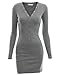 Doublju Slim Fit Ribbed Knit Button Down Henley Hoodie Dress for Women with Plus Size Gray Medium