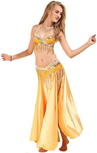 women modern belly dance handmade tassel sequins beaded professional performance costume set bra girdle skirt