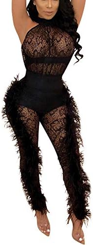 Women Lace Romper See Through Halter Party Clubwear Jumpsuit