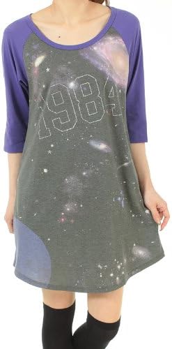 Amazon アロー Arrow ギャラクシープリントラグランtシャツワンピース M パープル ワンピース チュニック 通販