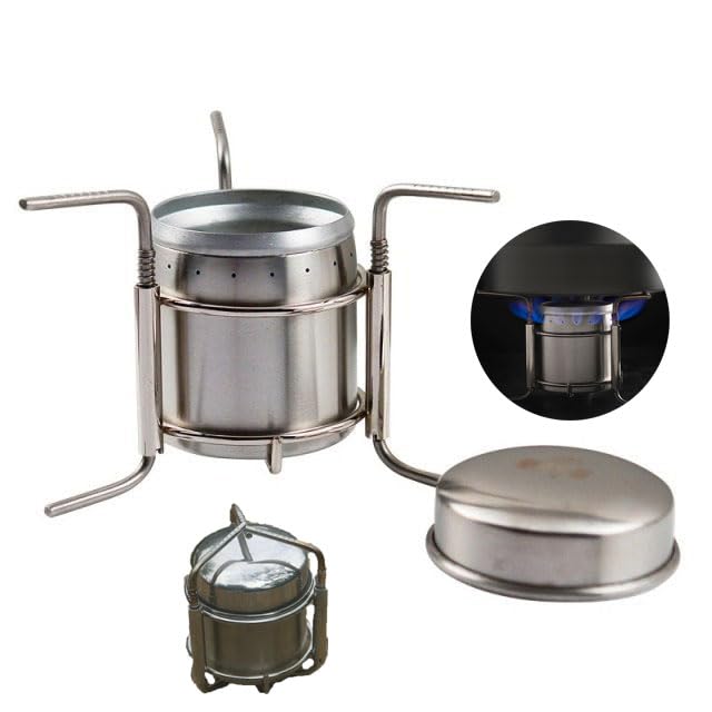 zalati Camp Stove Alcohol Stove Portable Burner Furnace Stainless Steel with Rack Support Stand for Picnic Camping BBQ Cooking - 180 ml Capacity
