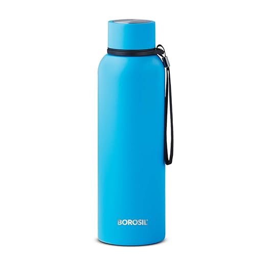 Borosil - BT700BLU100 Stainless Steel Hydra Trek - Vacuum Insulated Flask Water Bottle, 700 ML, Blue