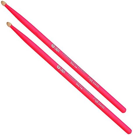 KATEVO 5A Hickory Drumsticks, Glow in the Dark Drum Sticks for Drummers - Glow Under Stage's Light of Drum Stick, 1 Pair (Neon Pink)