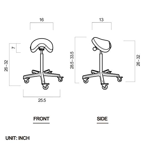 DR.LOMILOMI Premium Tall Ergonomic Saddle Swivel Rolling Hydraulic Height Adjustable Stool Chair with Lockable Wheels for Clinic Surgeons Spas Beauty Salon Dentist Home Office
