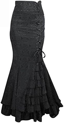 Eault Elegant New Vintage Trumpet Skirts Sexy Mermaid Long Skirt Lace Long Skirt Slimming Steampunk Skirts Corset BlackS