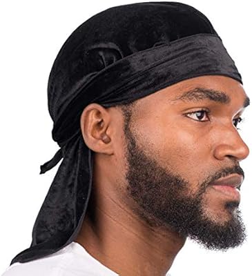 Black Money Velvet Color Durag Premium Bandana For Men 360 Waves