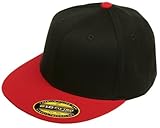 Original Black/Red Flexfit Flatbill L/XL 7 1/4” - 7 5/8” Premium Fitted 210 Hat Cap Flex Fit Flat Bill