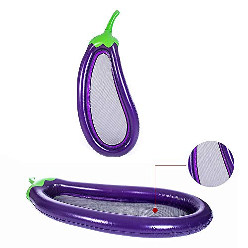 Aegilmc Purple Eggplant Swimming Pool Loungers, Outdoor Water Inflatable Ride-ons Beach Toys, Fun Pool Rafts Vegetables Air Sofa Swim Ring for Adult and Kids - Thumbnail 2