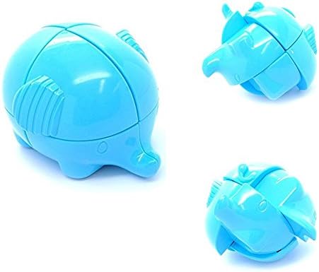 FIDGET DICE 2x2x2 Elephant Design Magic Speed Cube Cute Animal Shaped Twisty Cube Puzzle Toy (blue)