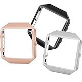 [3-PACK] Fitbit Blaze Frame, iHYQ Replacement Accessory Stainless Steel Protective Metal Frame Housing for Fitbit Blaze Smart Watch (Rose Gold+Black+Silver)