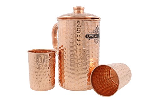 100% pure copper jug - handcrafted hammered copper pitc…