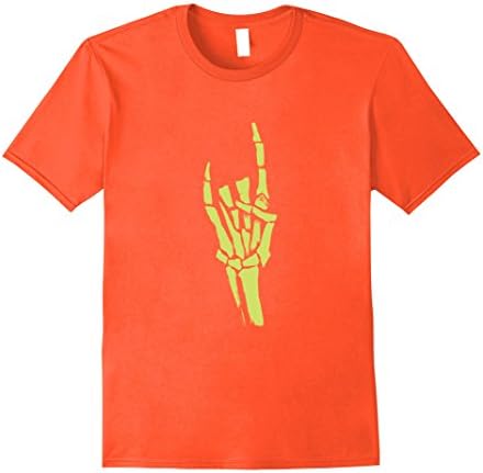 Mens Halloween Skeleton Rock On Glow Effect Funny Gift T-Shirt Large Orange