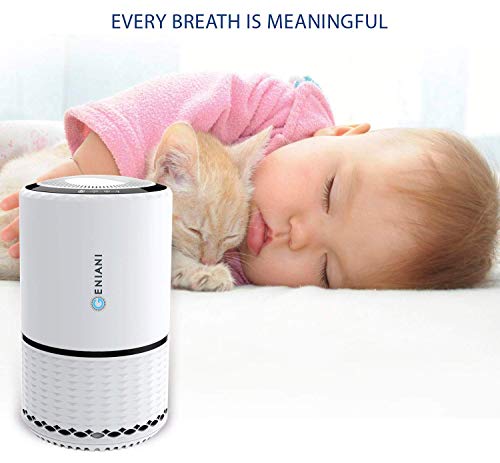 GENIANI Home Air Purifier with True HEPA Filter for Allergies and Pets/Smoke/Mold/Germs and Dust - Odor Eliminator and Air Cleaner for Large Room with Optional Night Light - 2 Year Warranty