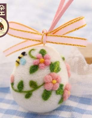 Maslin Egg Flowers Cartoon Animal Set Wool Needlepoint kit Wool Felt Needle Felting Pendant Craft needlecraft DIY Handmade - (Color: Egg B)