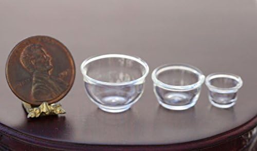 Philip Grenyer Dollhouse Miniature Artisan Clear Glass Nesting Bowl Set
