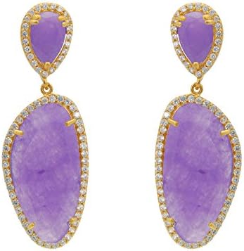 Signature Gold Plated Silver Becky Lavender Drop Earrings dipped in 14k Gold