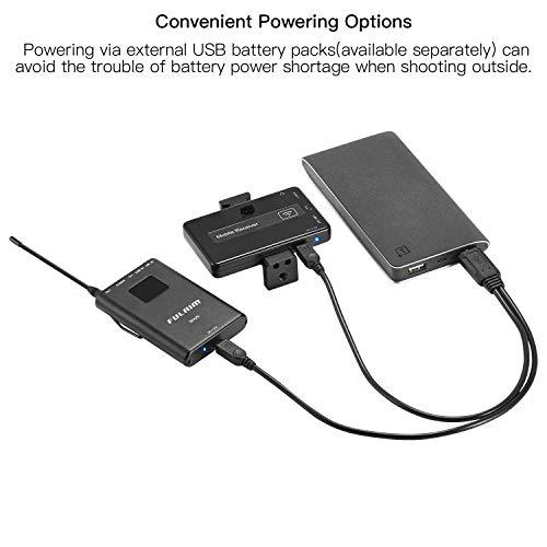 FULAIM MX20 Wireless Lavalier Microphone System for iPhone DSLR Camera Android Cell Phones, UHF 4-Channel Wireless Lapel Microphone System for Professional Video Recording, Interview, Youtube and Vlog