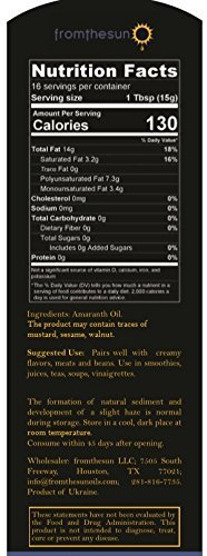 Amaranth Seed Oil 100% Natural 8.45 fl oz / 250 ml Cold-Pressed Squalene Rich Unrefined Raw