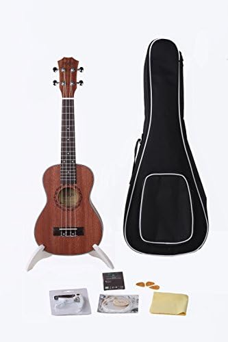 23 Inch Mahogany Concert Ukulele Maple Binding With Stand,Multi-Function Tuner,Thickness Carry Bag,Capo（For Ukulele And Guitar）,Aquila Backup Stings,3 Picks,Wipe Cloth