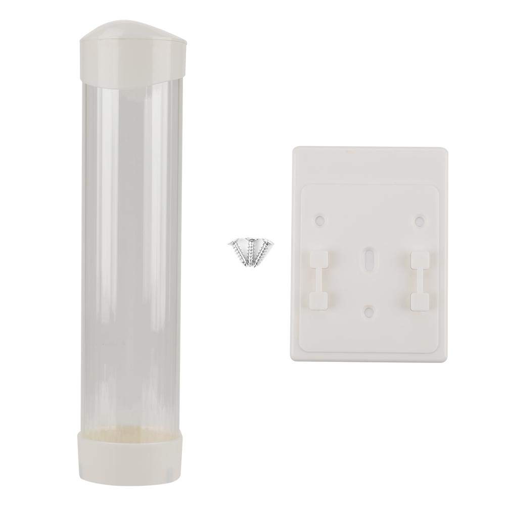 Broco Water Cup Dispenser Wall Mounted Plastic Dispenser, 60-80 Cups Paper Plastic Cup Dispenser One Touch Button Cup Holder(White)