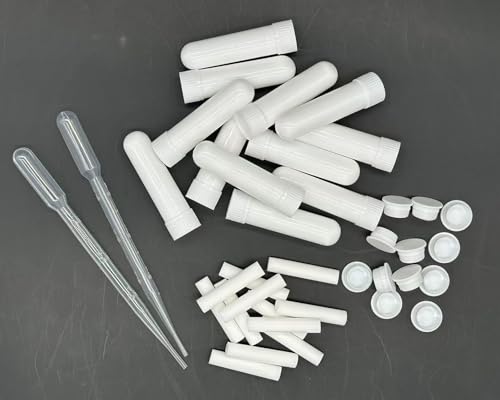 ZIOJOVK 12 Sets Essential Oil Aromatherapy Tubes Inhaler Sticks Blank Nasal Inhalers(12 Complete Sticks) + 2 Polyethylene Pipette Droppers