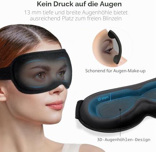 3D Schlafmaske für Seitenschläfer Upgrade Atmungsaktive Schlafbrille