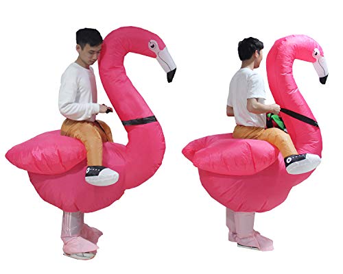 Seasonblow Fancy Adult Inflatable Dinosaur Unicorn Cowboy Costume Halloween Cosplay Fantasy Costume (Flamingo)
