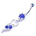 Oasis Plus Heart Blue Crystal Navel Ring Dangle Belly Button Rings Hoop Body Glitter Piercing Jewelry