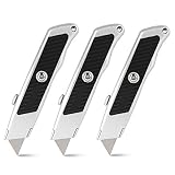 ORIENTOOLS Utility Knife Safety Box Cutter Heavy Duty,Retractable 3-Pack Set, 3 Position Locking Blade