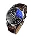 Genossen Luxury Fashion PU Leather Men's Blue Ray Glass Quartz Analog Watch Brown primary