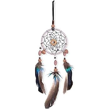 LERTREE Handmade Feather Dream Catcher – Boho Bedroom, Car & Home Decoration With Natural Feathers & Beads