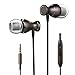 Earphones, Hhusali Magnet Attraction Spot In-Ear Earbuds Headphones Headset Stereo Bass with Mic(Black)