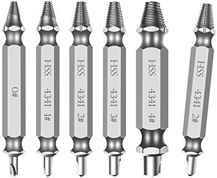 Damaged Screw Extractor Set, Easily Remove Stripped &Broken Screws, Set of 6 Pcs Stripped Screw Remover Kit by Queenti