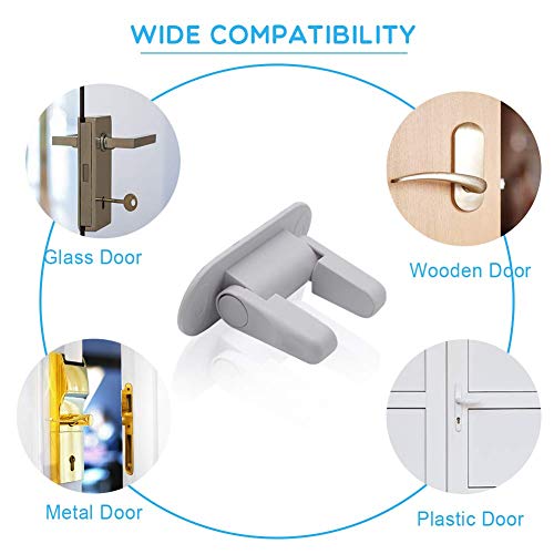 Door Lock for Baby Safety Child Proof Doors Handles Lever Locks Toddler Protector by Slicemall (White, Pack of 2)