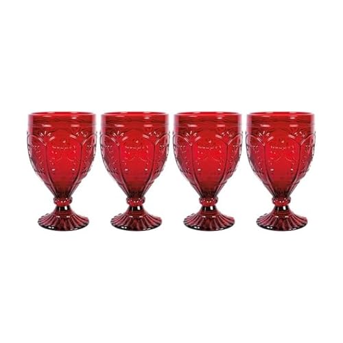 Fitz & Floyd 80-293 Bock Glaswaren verzierte Kelche, Glas, rot