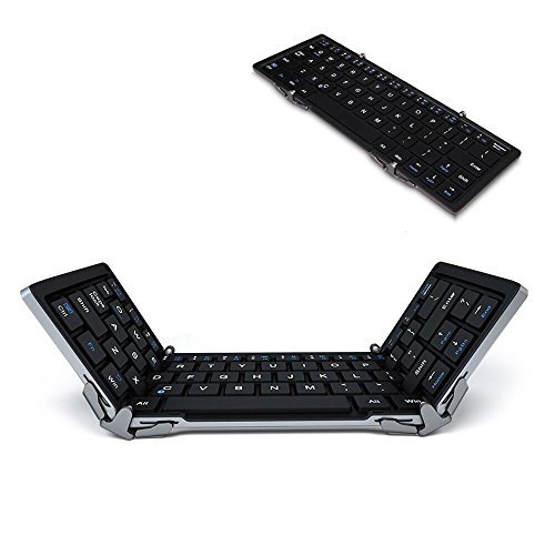 WOWOGO Foldable Bluetooth Keyboard,Portable Folding Bluetooth Keyboard Mini Wireless Keyboard for iOS iPad Air, iPad Mini, Android, MacOS, Windows Tablets Smartphone Built in Rechargeable Battery