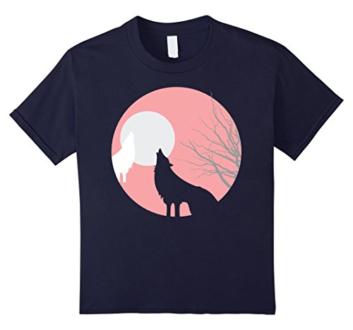 Kids Red Howling Wolf Moon Tshirt by Wolves Made Better 6 Navy