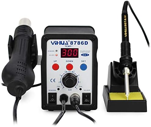 8786D Alloy 2 in1 Soldering Iron Station / Hot Air Gun Rework Station 3 nozzles