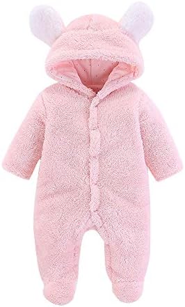 Zerototens baby romper with Footies Hat Boys Girls Boys Cartoon Fleece Hooded Jumpsuit Infant Winter Outfits Set Children Fluffy Pajamas for 0-12 Months