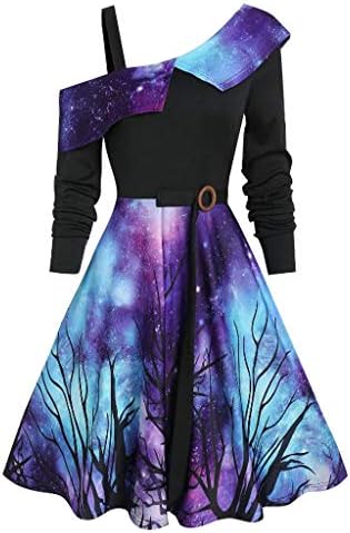 LIGESAY Jumper Dress Women,Christmas Jumpers Funny Ladies Christmas Jumper Ugly One Shoulder Jumper Dress Red Novelty Christmas Jumper Secret Santa Gifts Plus Size