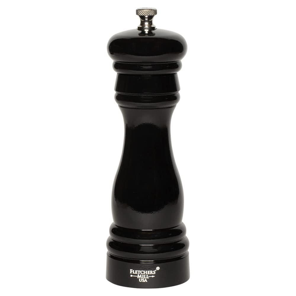Fletchers' Mill Federal Salt Mill, Black - 6 Inch, Adjustable Coarseness Fine to Coarse, MADE IN U.S.A.