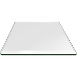 40 inch Square Glass Table Top - Tempered - 1/2" Thick Glass Surface, Safe Beveled Edge, Radius Corners, Multipurpose for Dining Table, Patio, Coffee and End Table